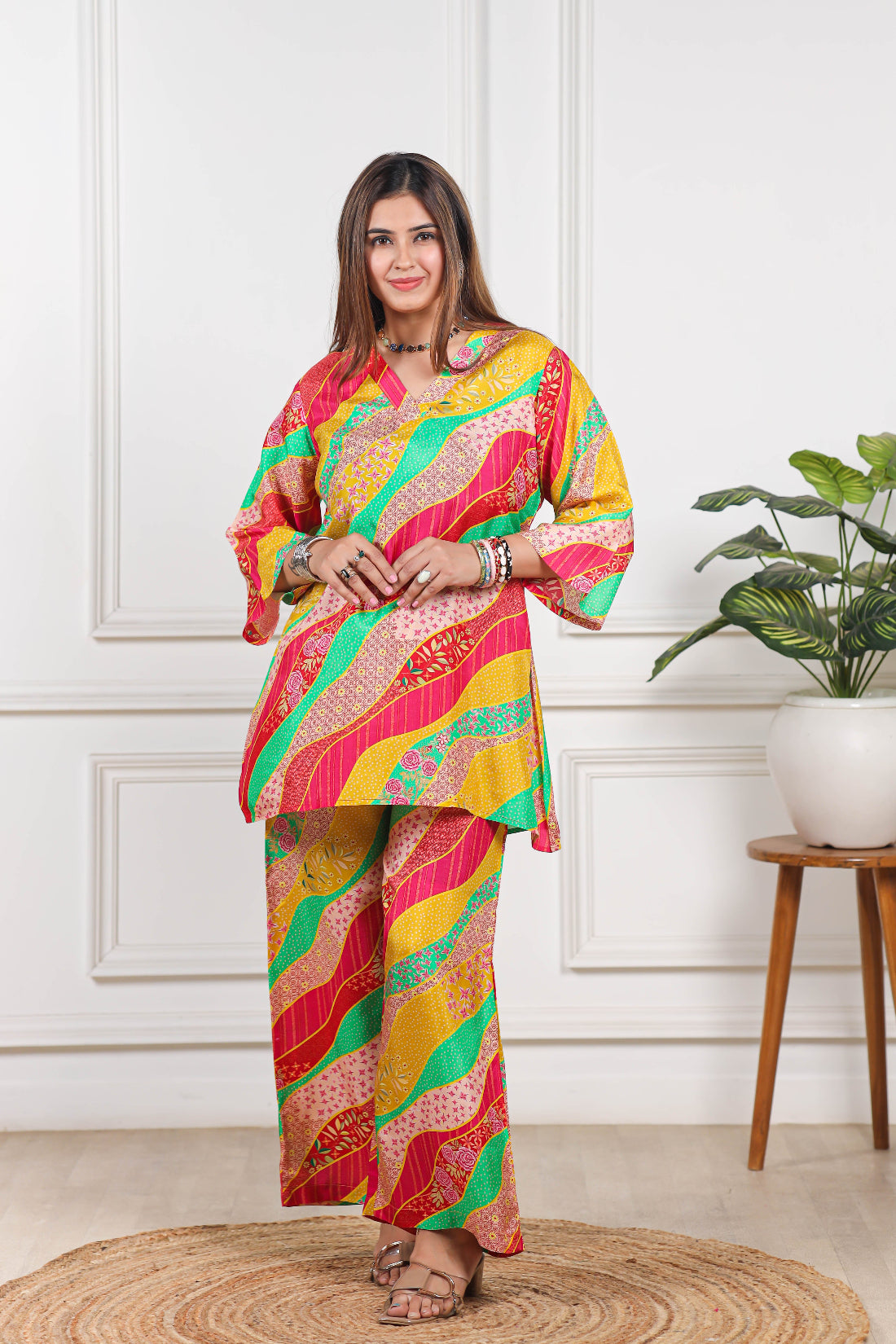 Printed Viscose muslin multicolour co ord set