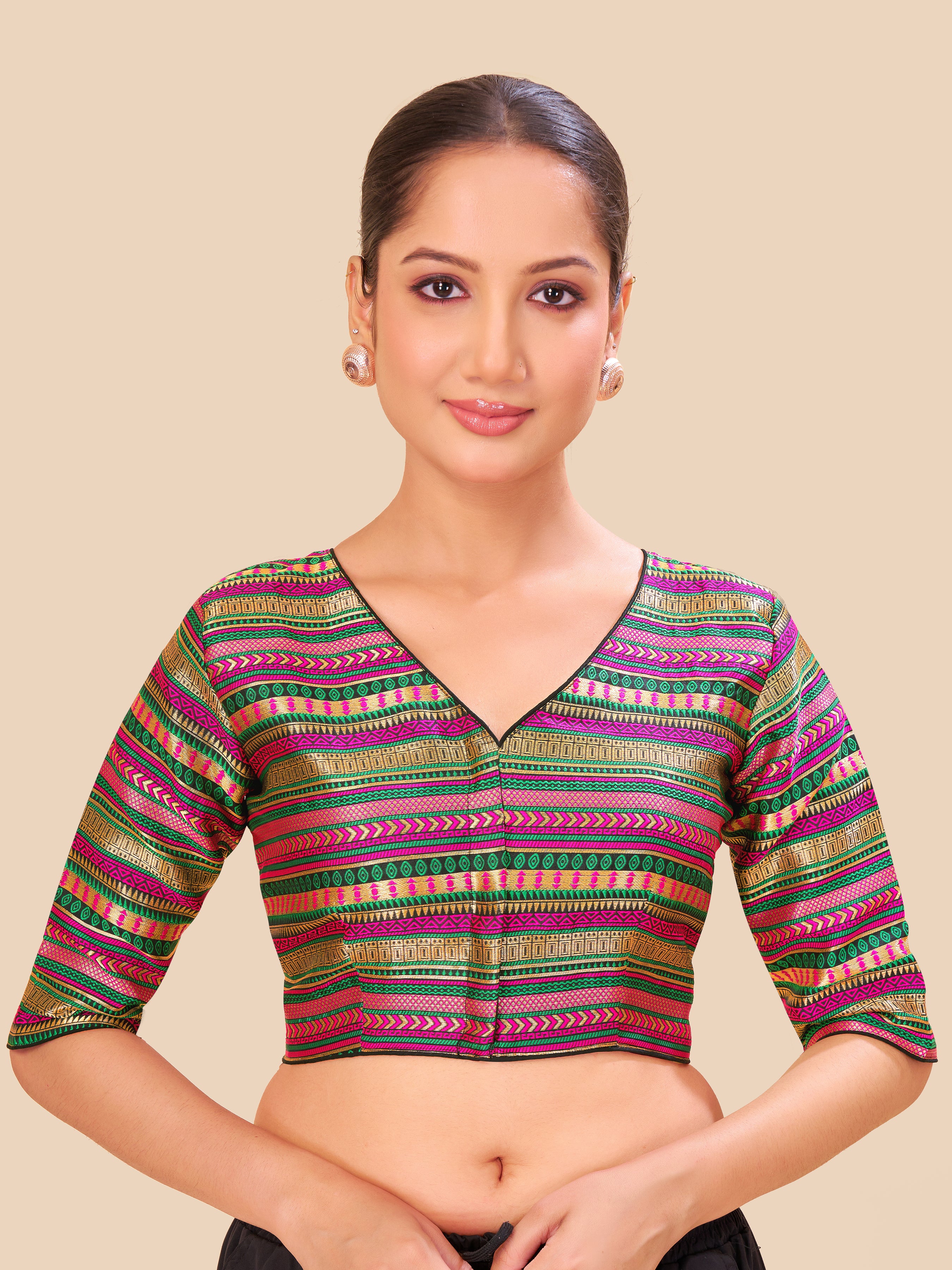 Women's jecard fabric blouse