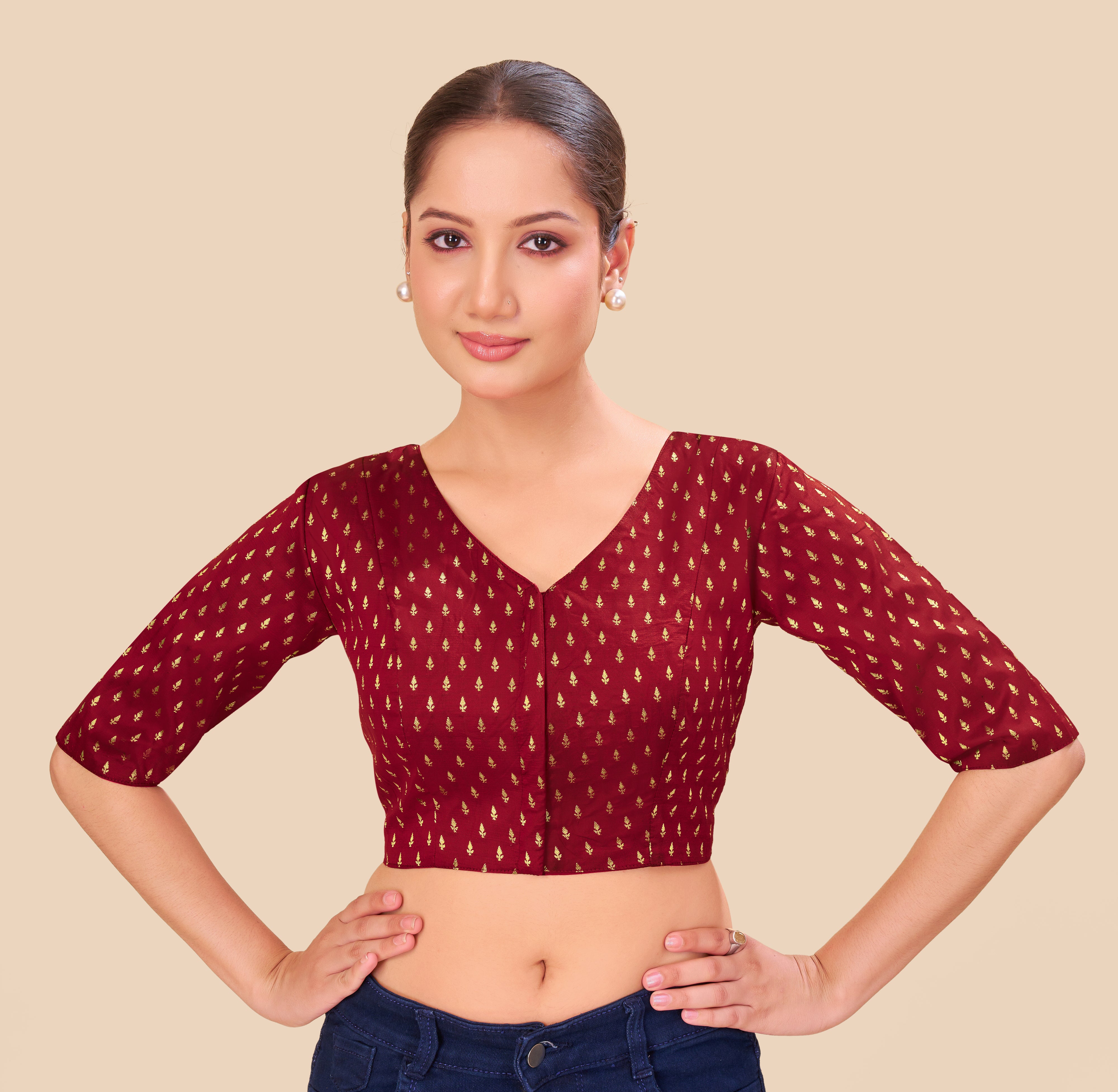 Women's jecard fabric blouse