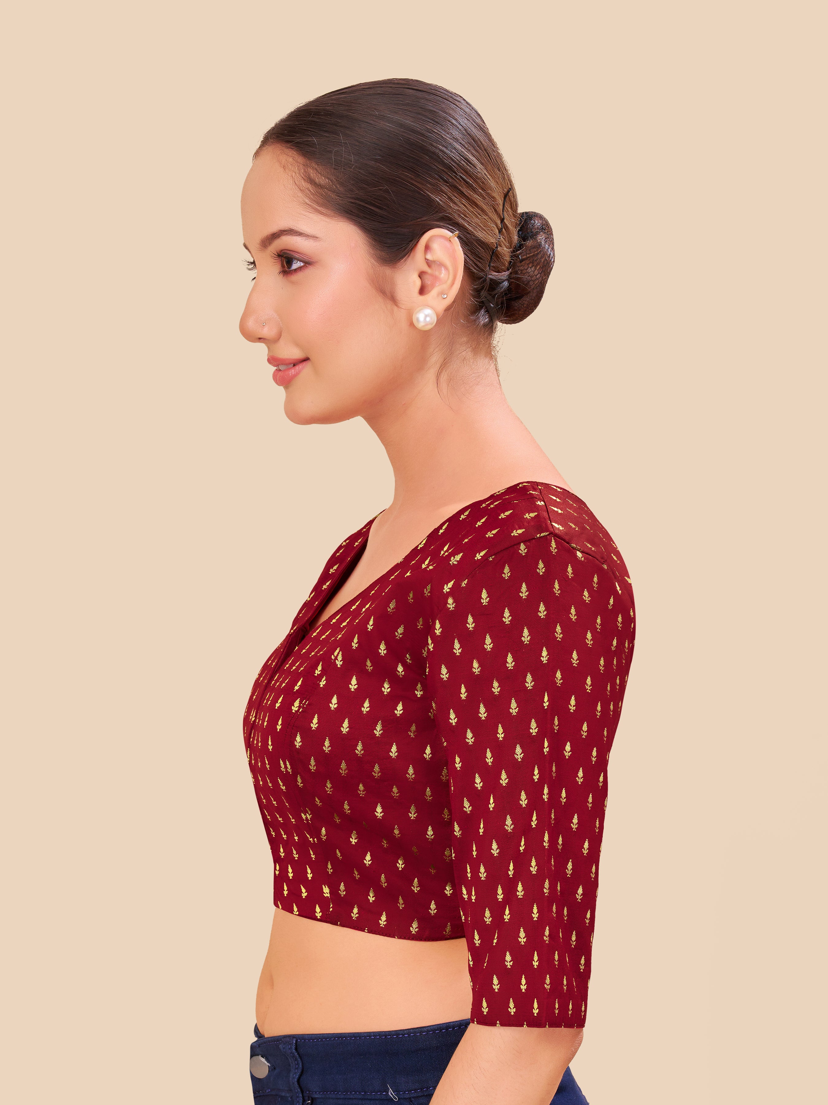 Women's jecard fabric blouse