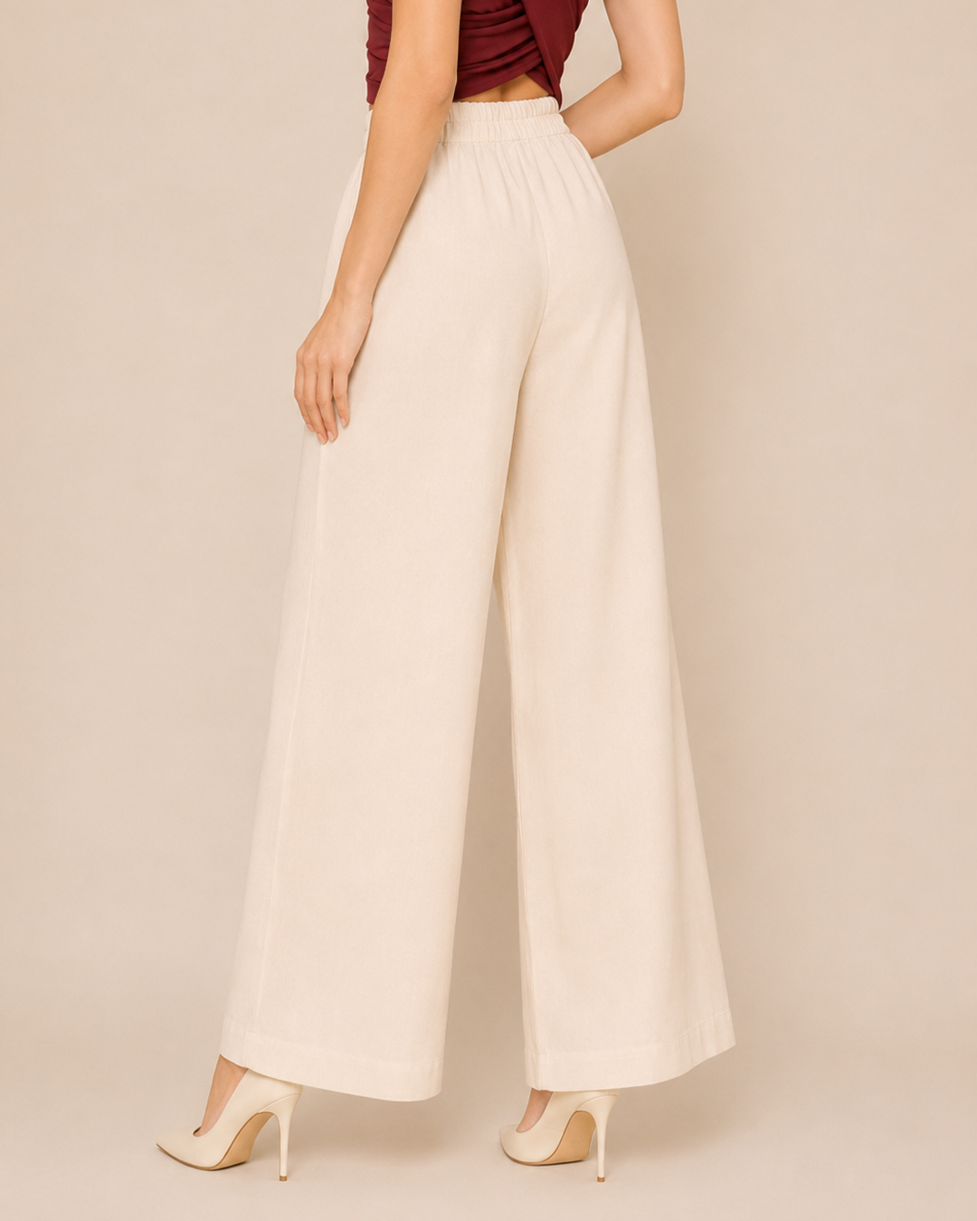 Beige Women's Cotton Palazzo