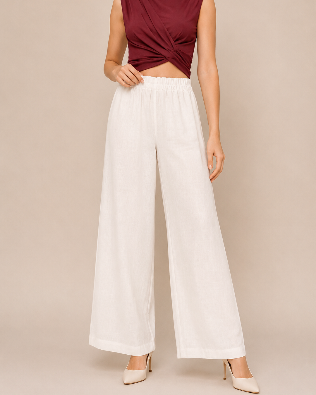 White Women's Cotton Palazzo