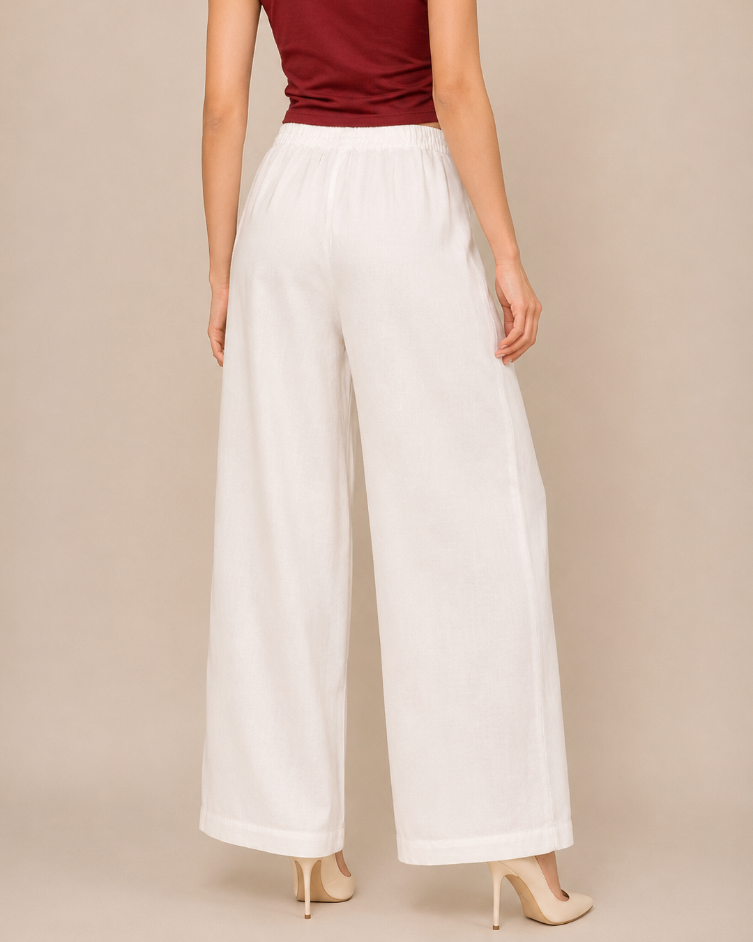 White Women's Cotton Palazzo